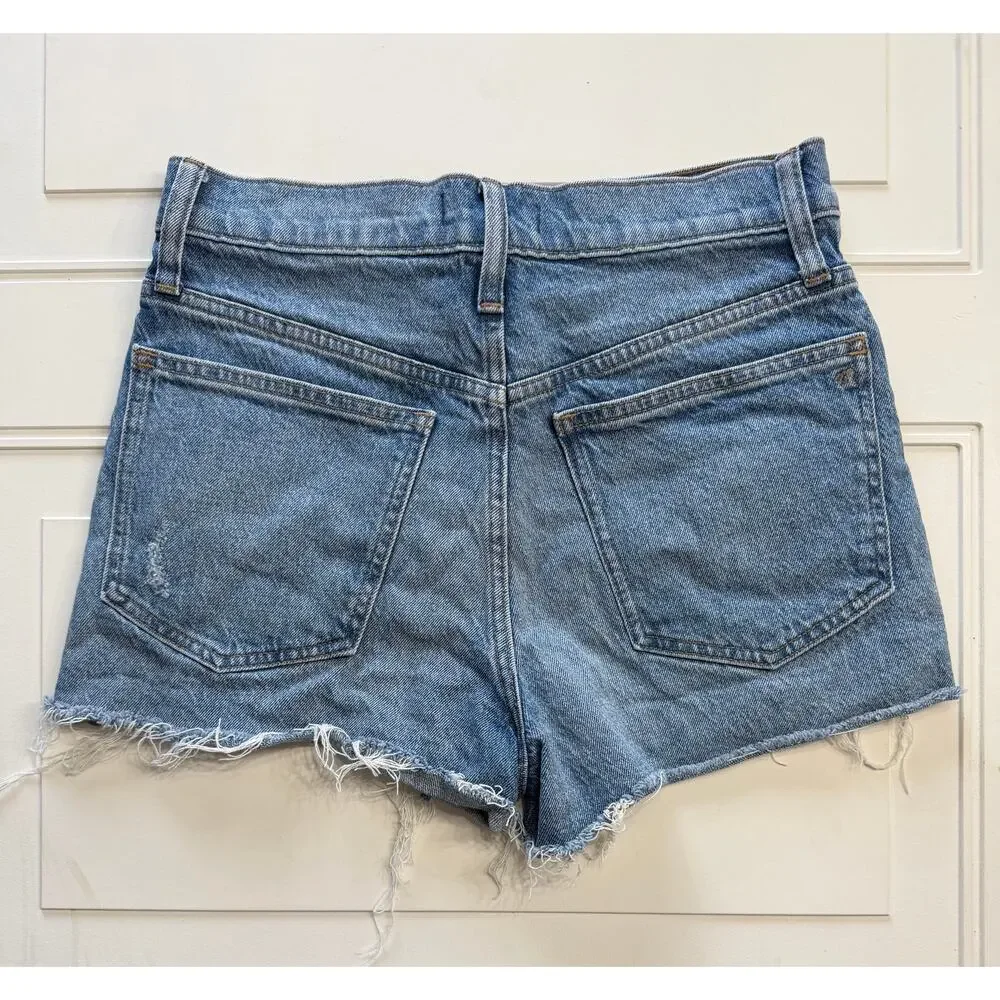 Madwell Womens Sz 28 The Perfect Jean Short Blue Denim Distressed Shorts